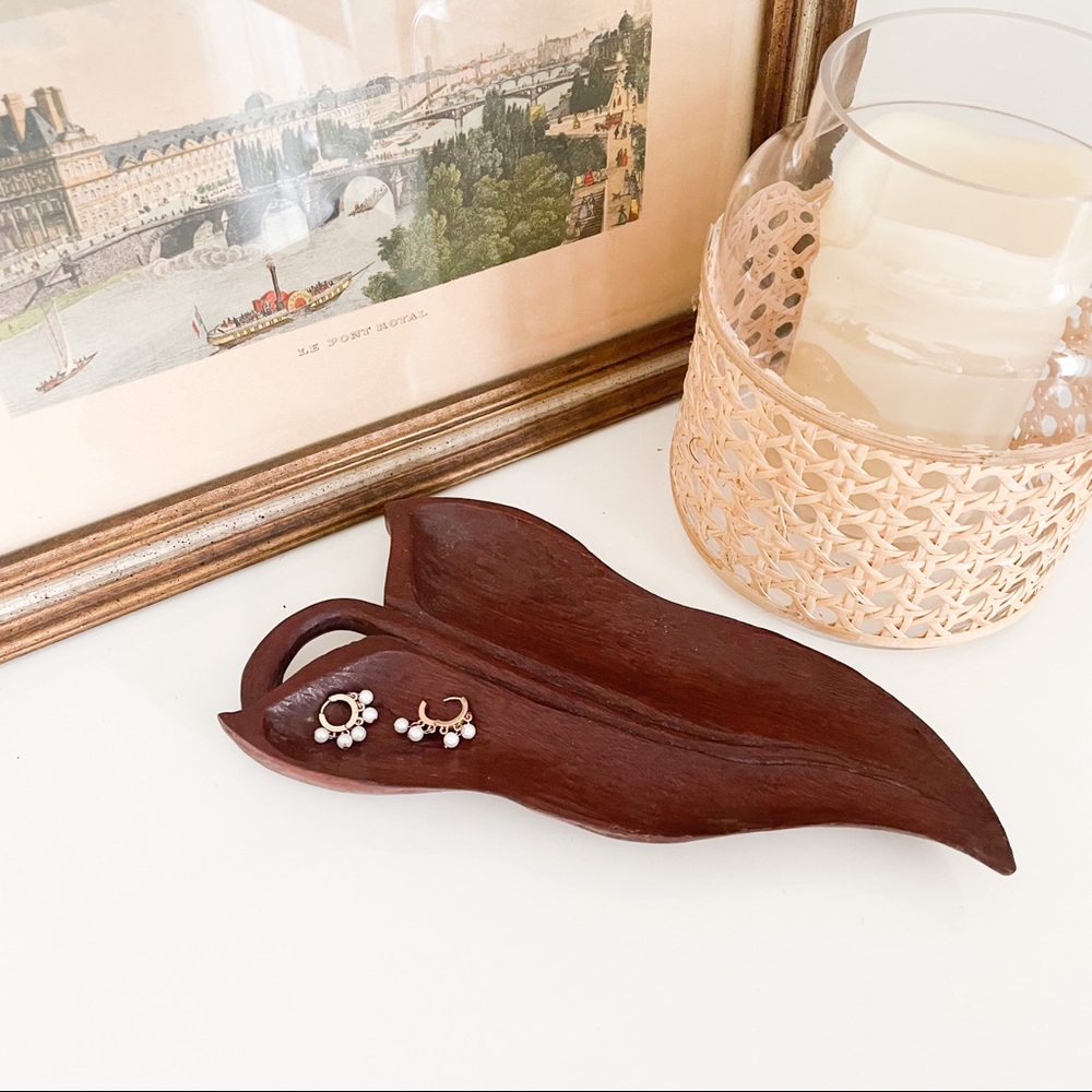 MCM Wooden Leaf Trinket Dish
